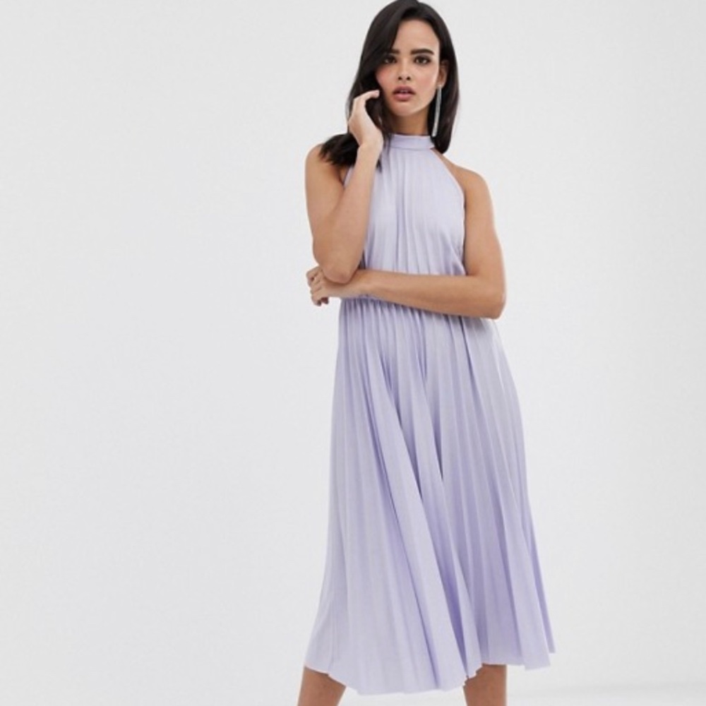 Purple Halter Midi Dress